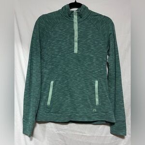 Avalanche Heather Teal Quarter-Button Cotton Blend Pullover Sweatshirt